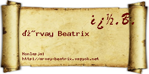 Árvay Beatrix névjegykártya