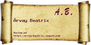 Árvay Beatrix névjegykártya