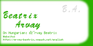 beatrix arvay business card